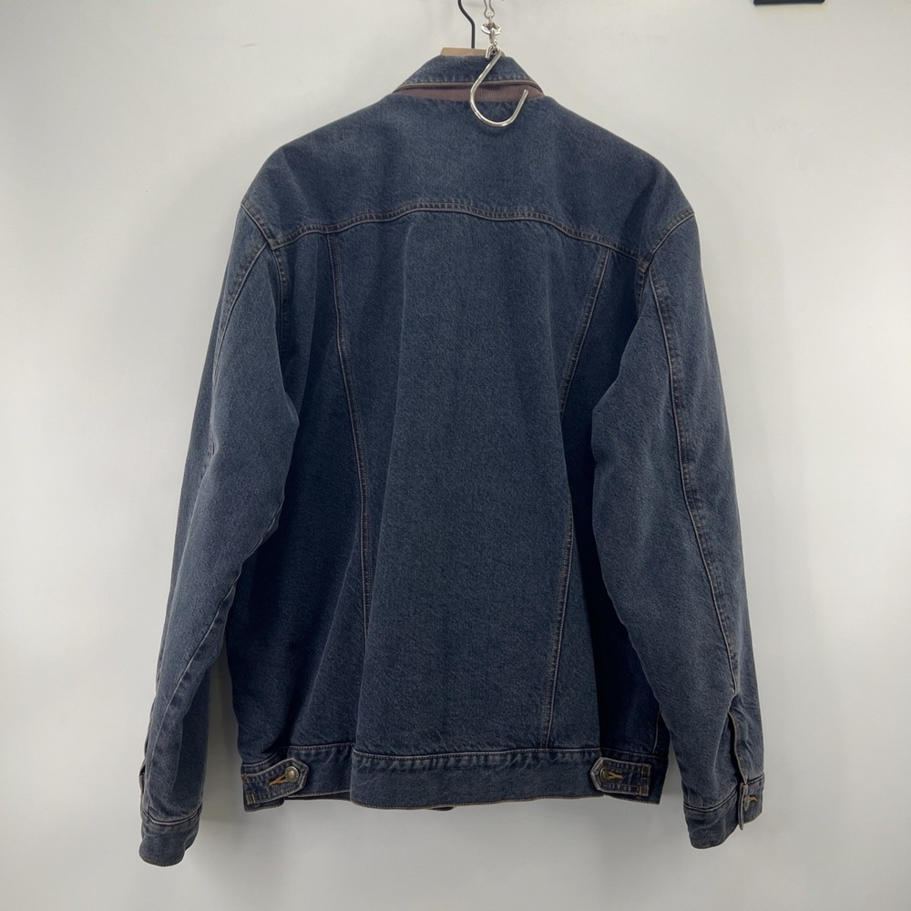 Vintage LL Bean Men L Tall Jacket Denim Blue Jean Cotton Flannel Line Trucker - Picture 6 of 12